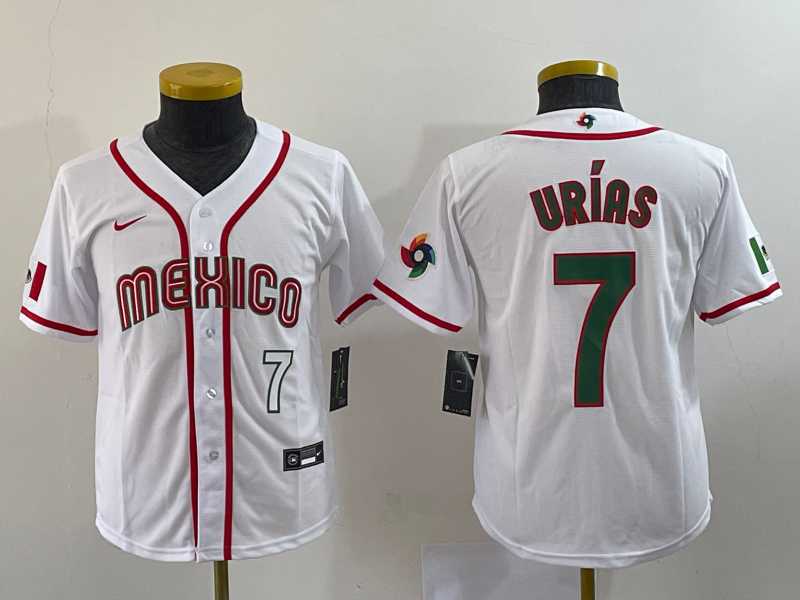 Youth Mexico Baseball #7 Julio Urias Number 2023 Red World Baseball Classic Stitched Jersey 4,We sell and wholesale Youth Mexico Baseball #7 Julio Urias Number 2023 Red World Baseball Classic Stitched Jersey 4 on line form chian!